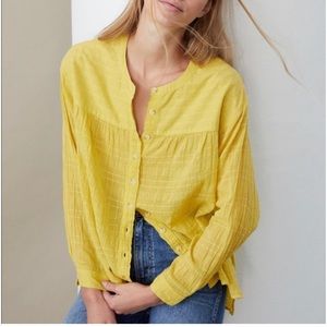 Anthropologie Pilcro and the Letterpress Yellow Button Down Shirt Size XS